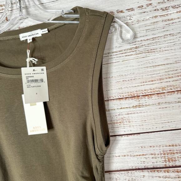 NEW with tags Good American Green Ruched Tank Mini Dress, NWT, Medium, MSRP $119 - Picture 10 of 14